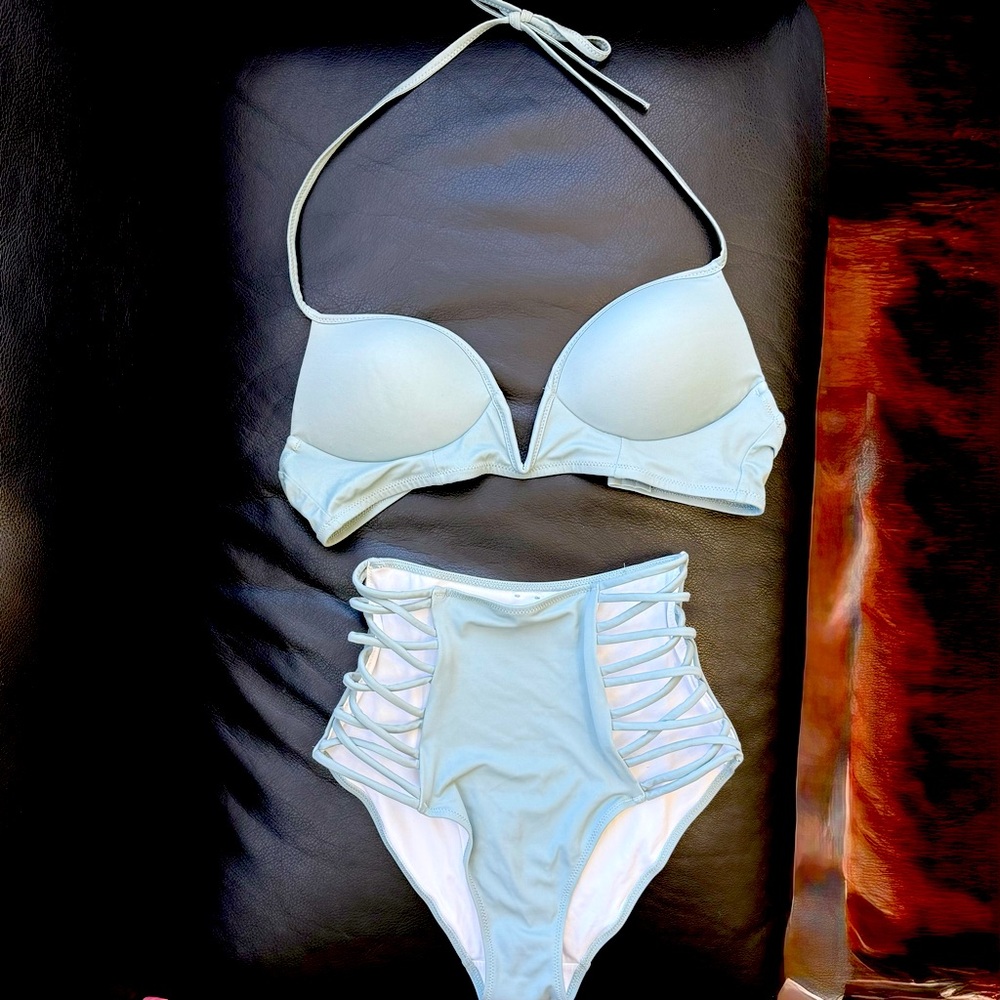 PINK Victoria's Secret Dusty Slate Blue Bikini Set (M Size)